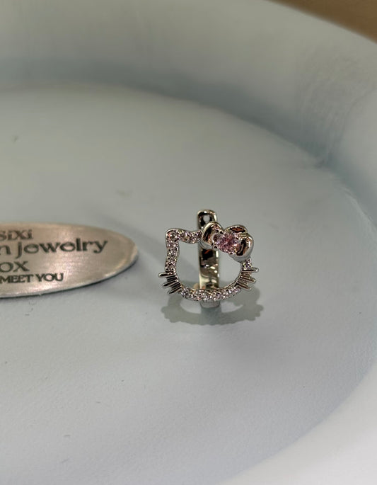 H Kitty Pink Huggie Earrings