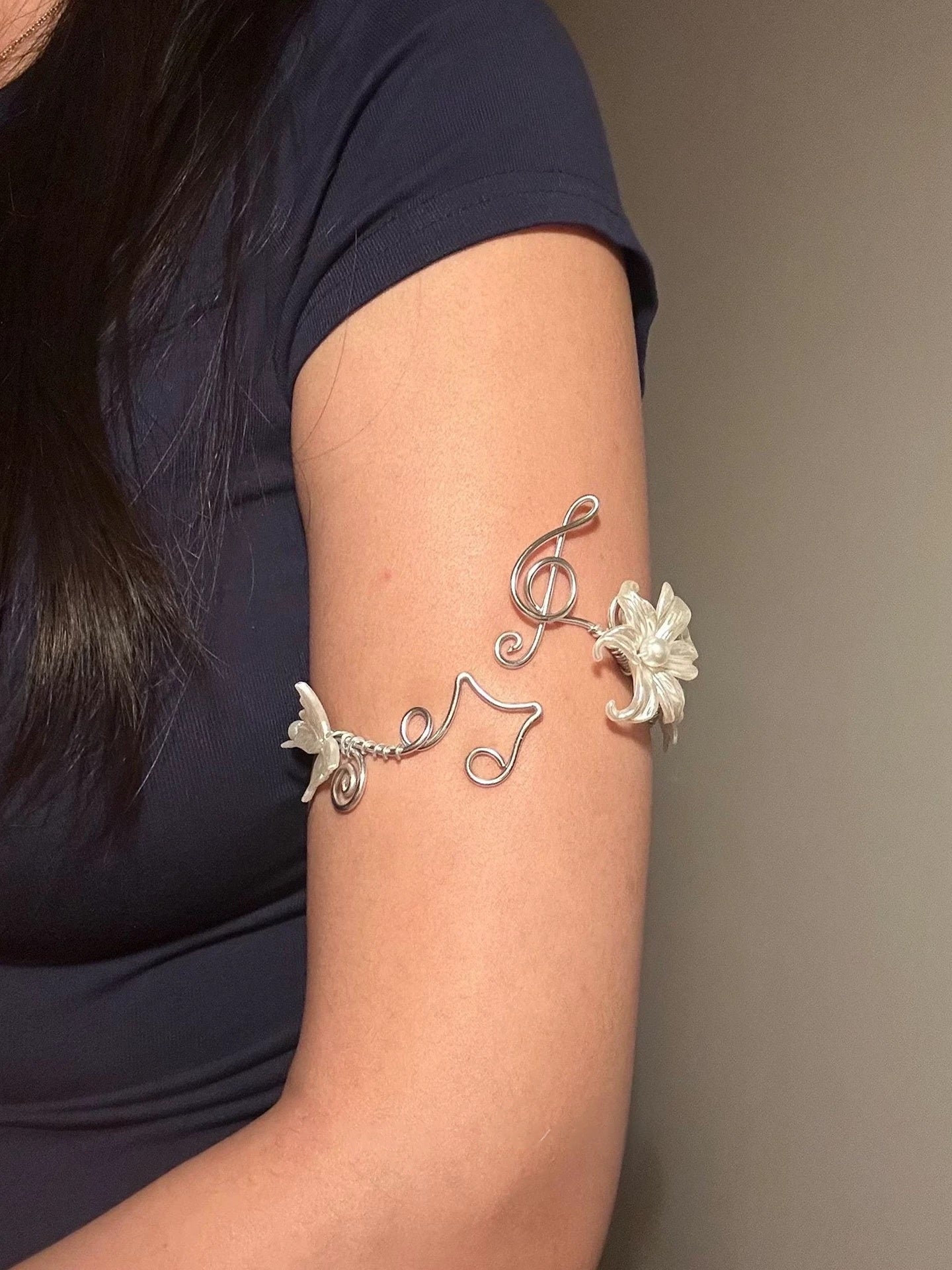 Silver Melody Wings Arm Cuff