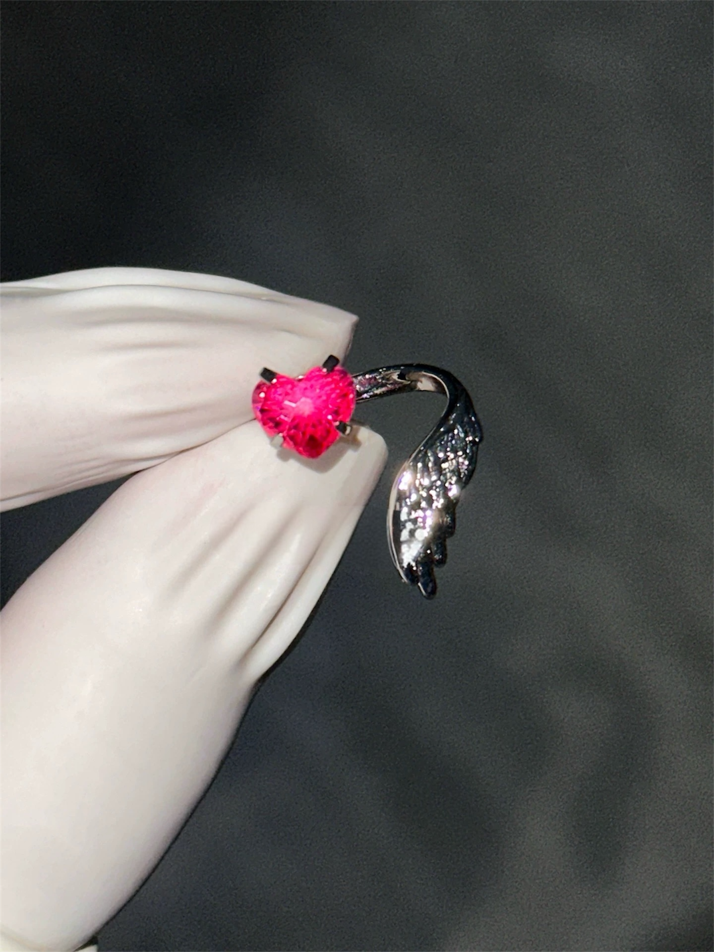 Pink Ethereal Heart and Wings Helix Earrings