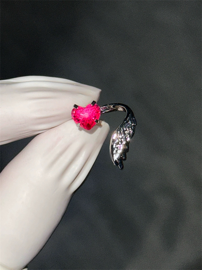 Pink Ethereal Heart and Wings Helix Earrings
