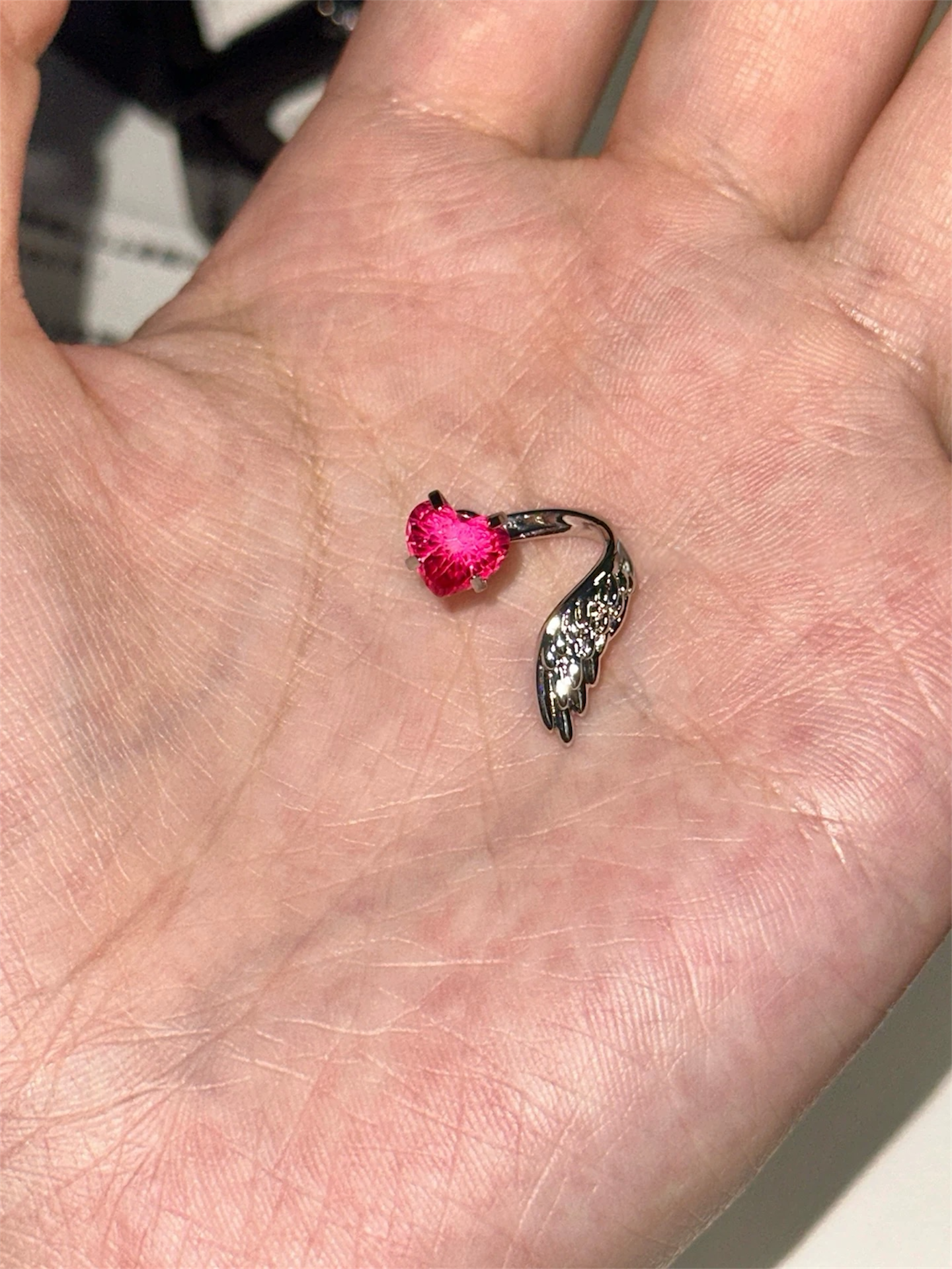 Pink Ethereal Heart and Wings Helix Earrings