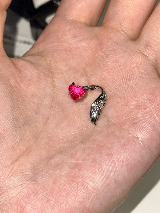Pink Heart Halo Wings Helix Earrings