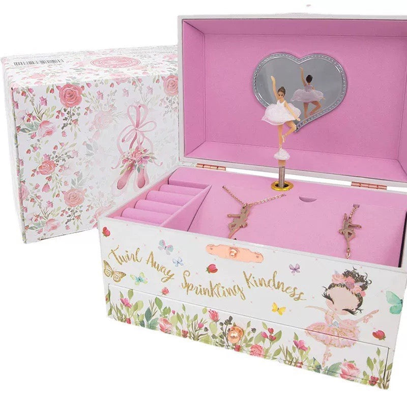White Floral Ballerina Jewelry Box