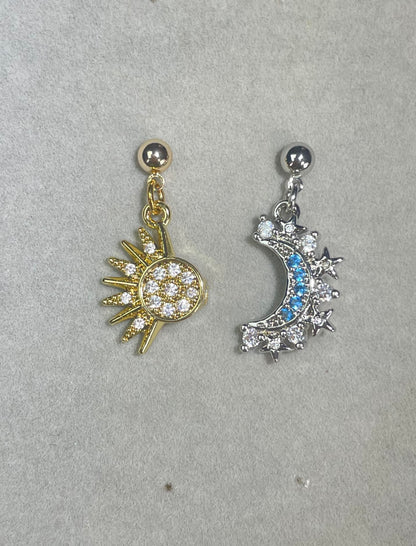 Celestial Gold & Silver Dangle Earrings