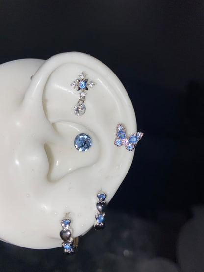 Blue Butterfly Premade Earring Stack