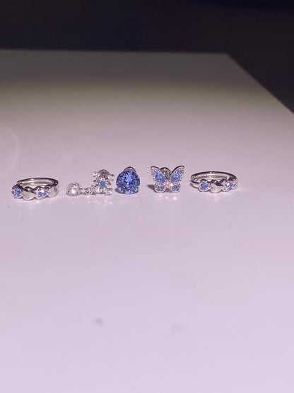 Blue Butterfly Premade Earring Stack
