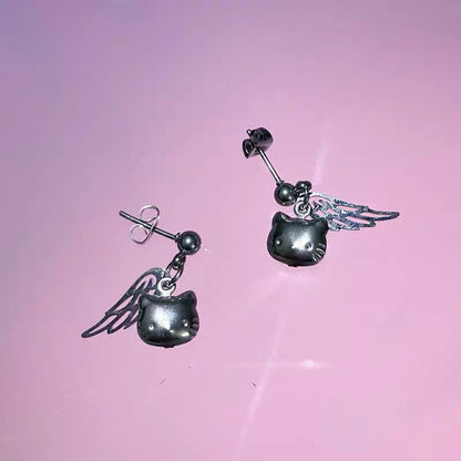 Angel Wing Kitty Earrings
