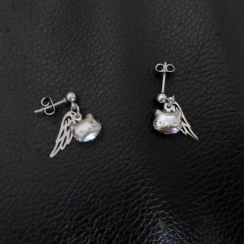 Angel Wing Kitty Earrings