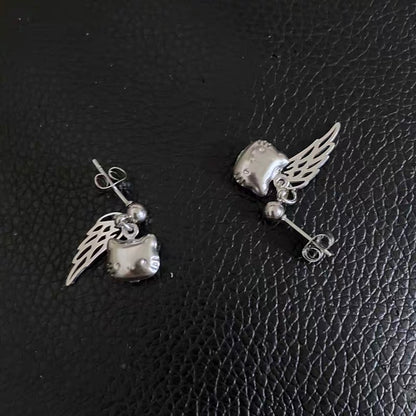 Angel Wing Kitty Earrings