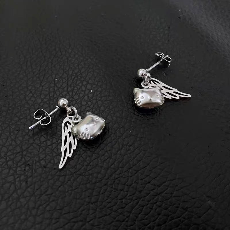 Angel Wing Kitty Earrings