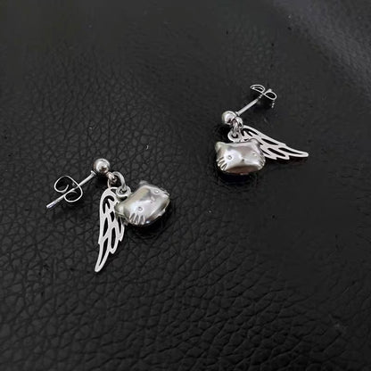Angel Wing Kitty Earrings
