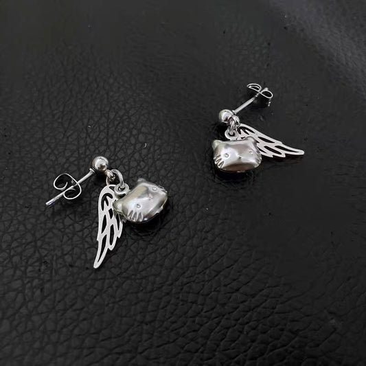 Angel Wing Kitty Earrings