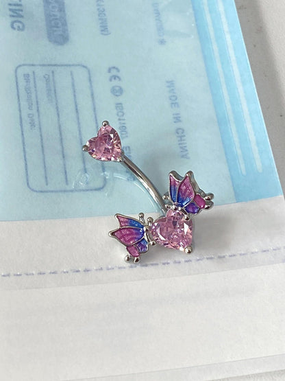 Pink Butterfly Heart Belly Bar