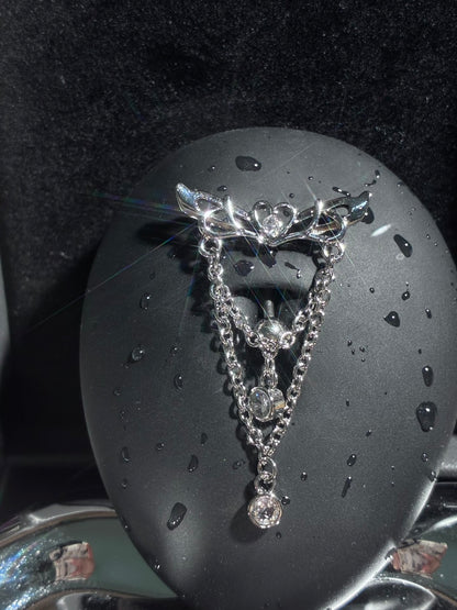 Silver Crown Chain Helix Earring