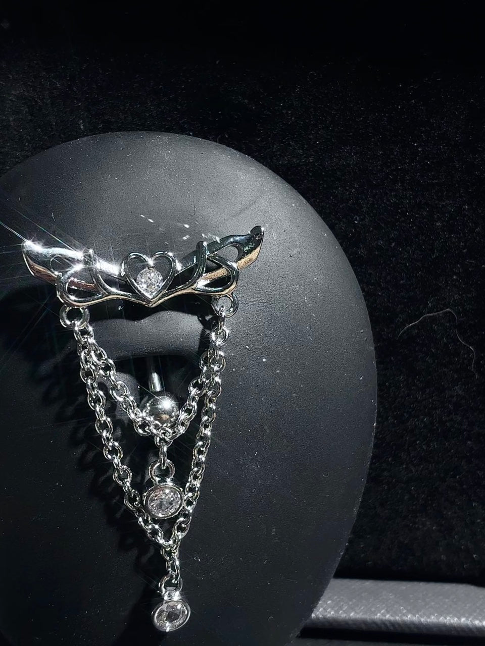 Silver Crown Chain Helix Earring