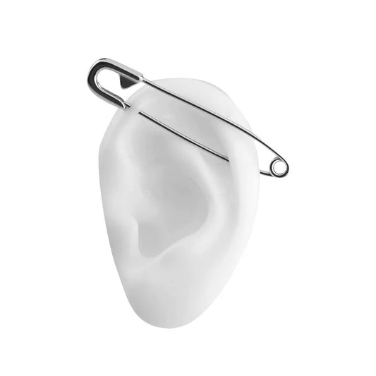 Silver Safety Pin Industrial Earring