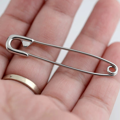 Silver Safety Pin Industrial Earring