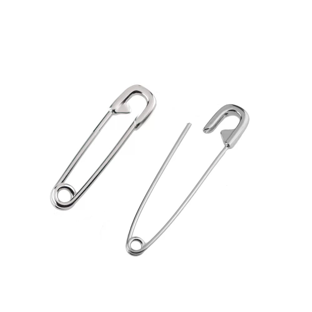 Silver Safety Pin Industrial Earring