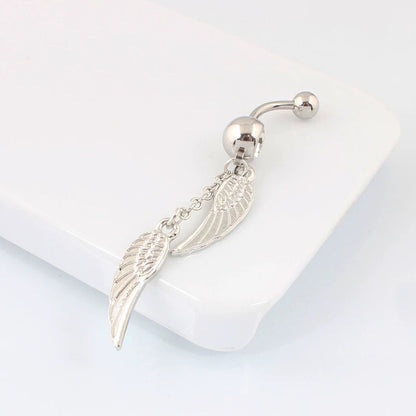 Silver Double Wings Belly Jewelry