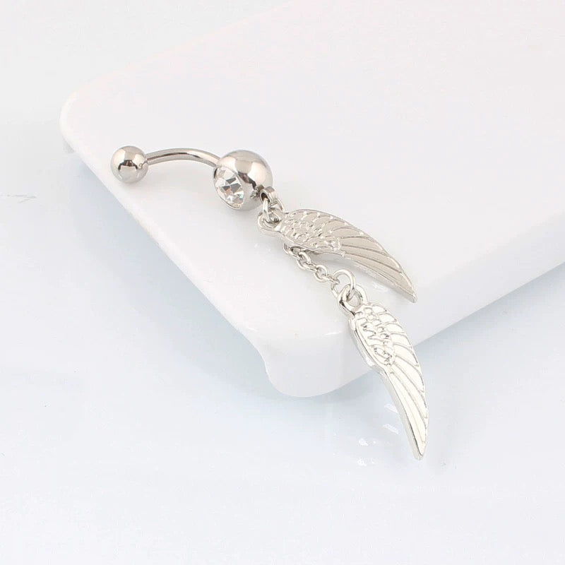 Silver Double Wings Belly Jewelry