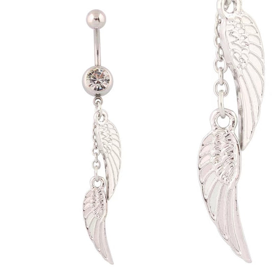 Silver Double Wings Belly Jewelry