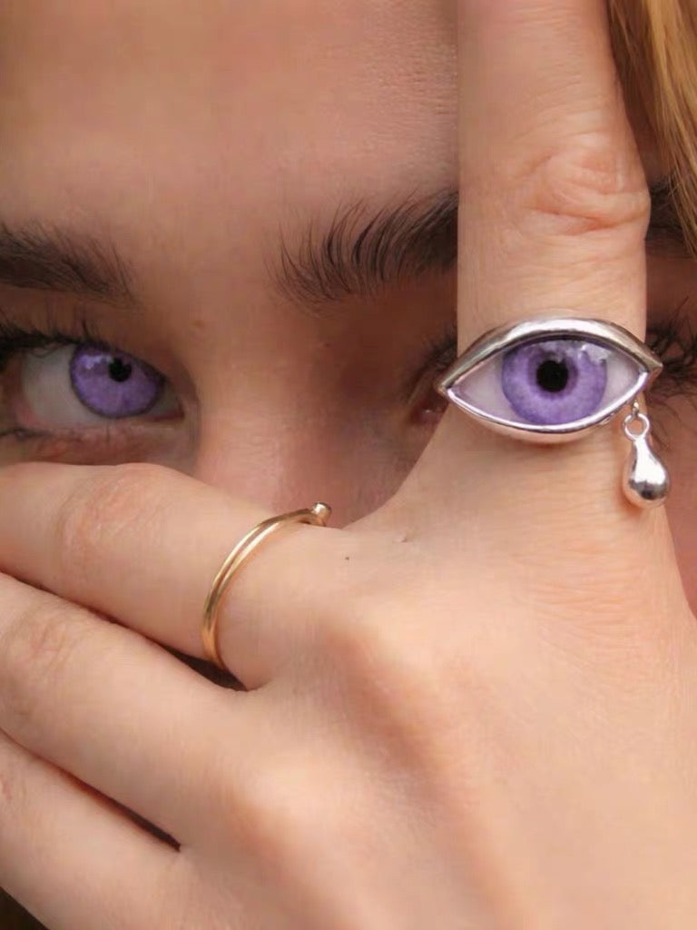 Purple Crying Eye Adjustable Ring