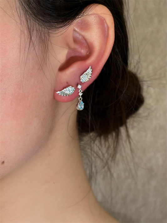 Angel Wing Aqua Earrings