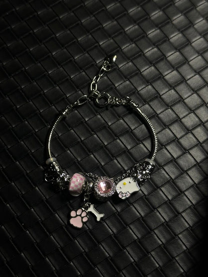 Pink paw print charm bracelet