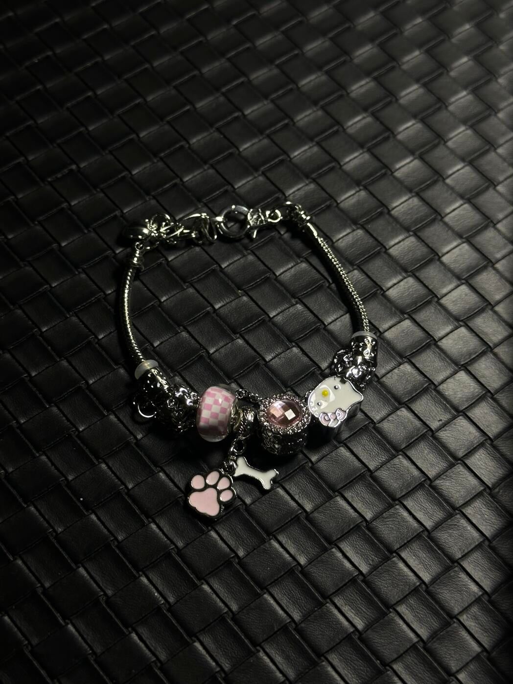 Pink paw print charm bracelet