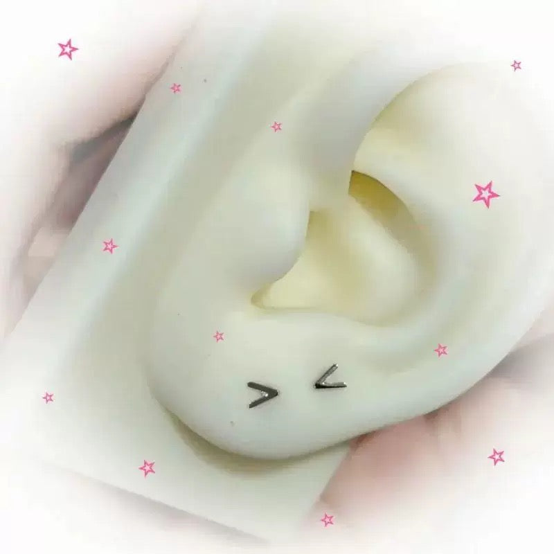 > < Double Lobe Earring Stack