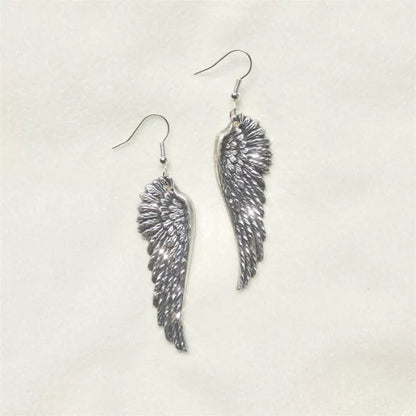 Silver Angel Wing Drop Earrings