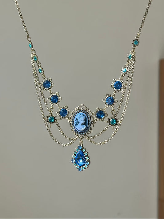 Victorian Blue Teardrop Necklace