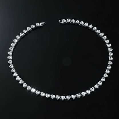 Crystal Heart Tennis Necklace