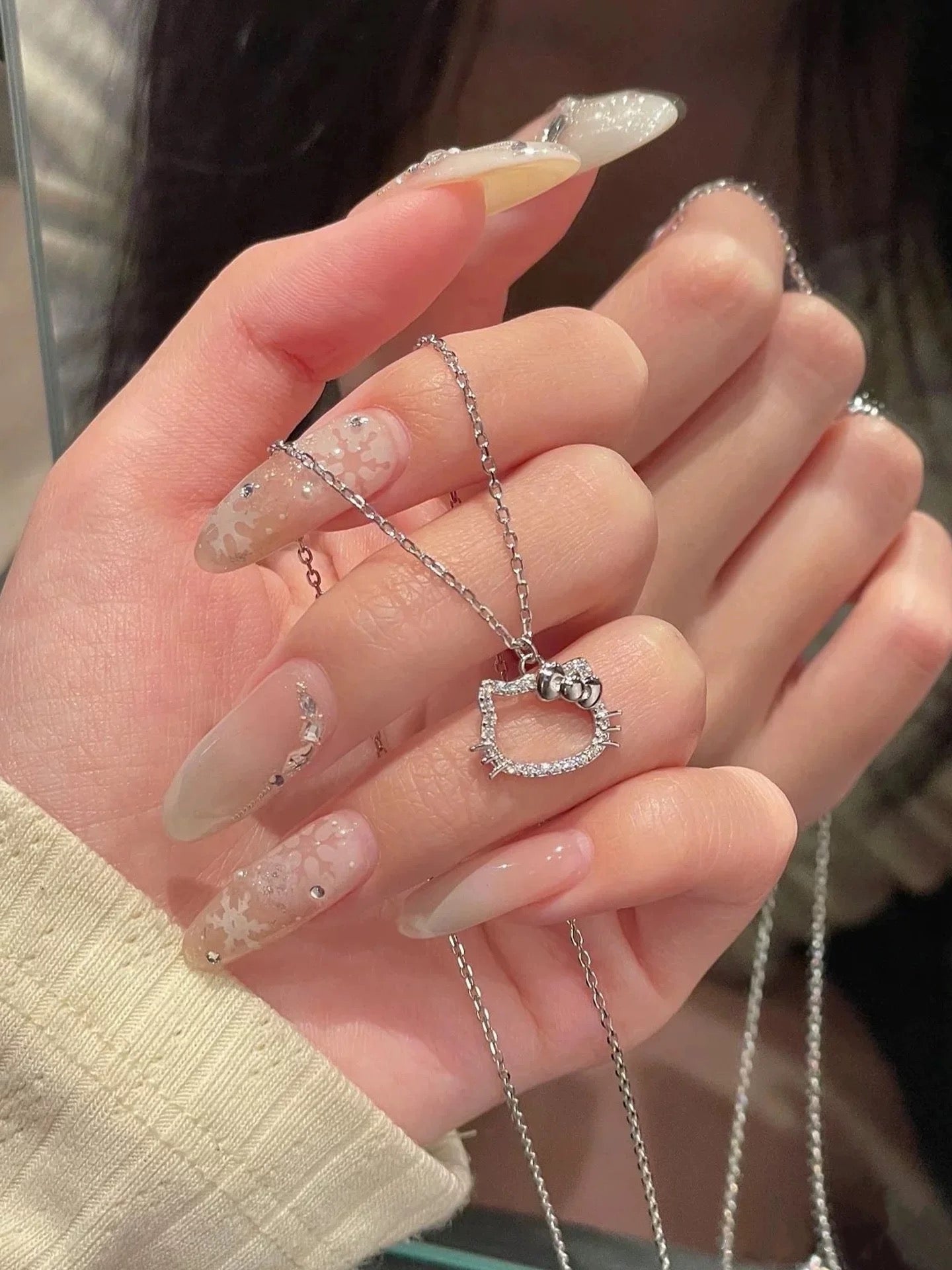 Crystal Kitty Charm Necklace