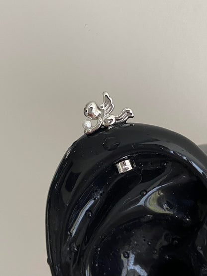 Silver Angel Pearl Vertical Helix Earring