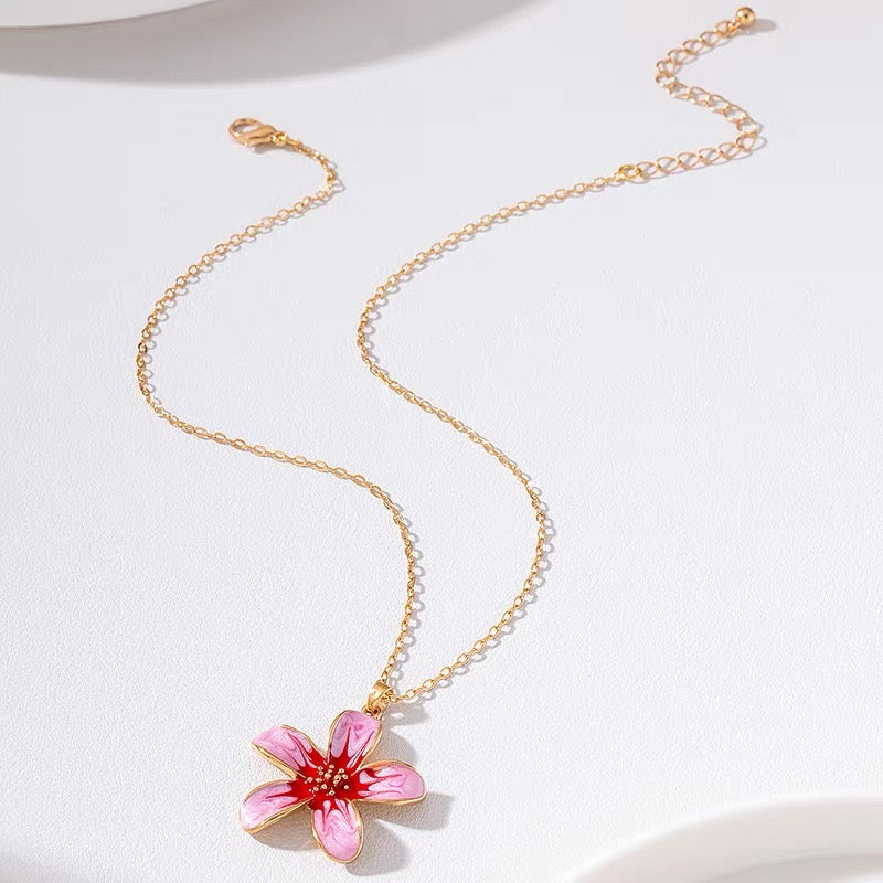Enamel Pink Petal Necklace