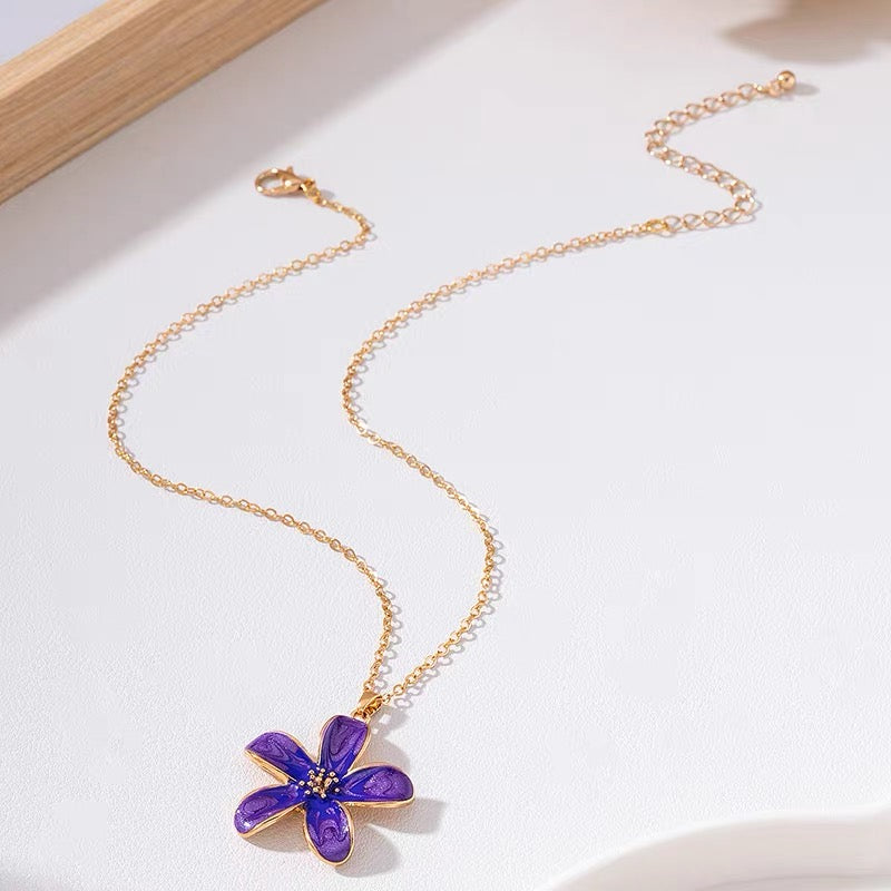 Violet Petal Flower Necklace