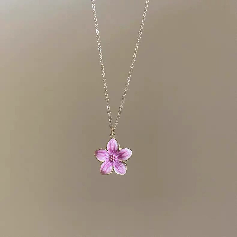 Enamel Lavender Petal Necklace