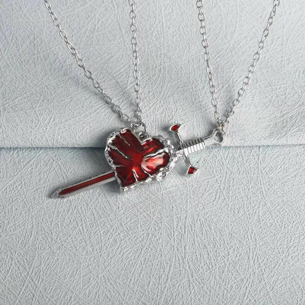 Sword & Heart Couple Necklace Set