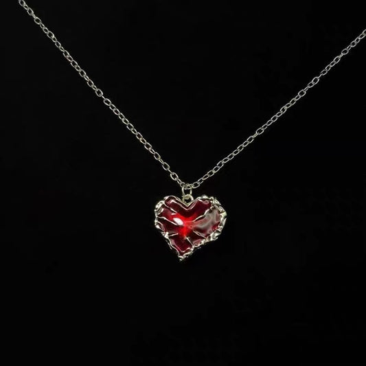 Cracked Glass Heart Necklac