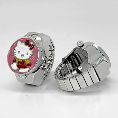 Pink Secret Time Kitty Watch Ring