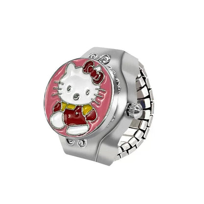 Pink Secret Time Kitty Watch Ring