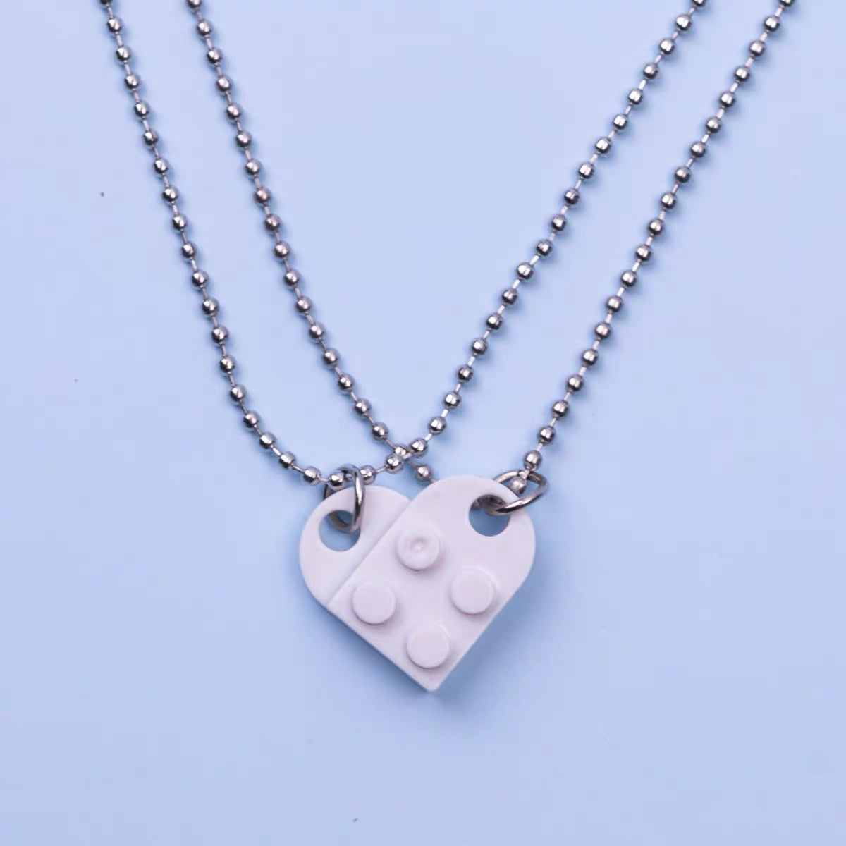 Matte White Brick-Style Heart Necklace