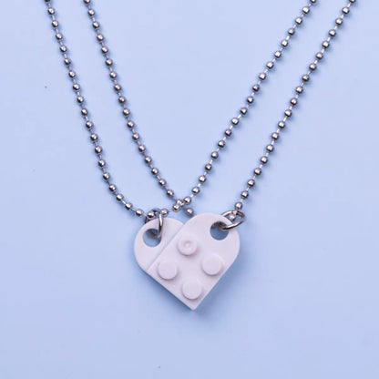 Matte White Brick-Style Heart Necklace