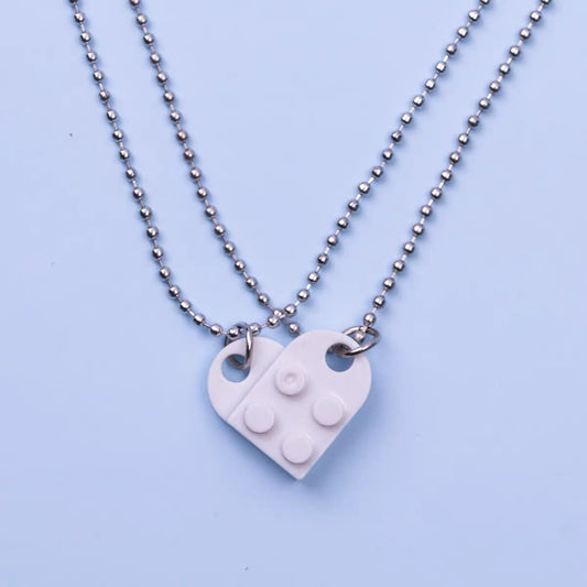 Matte White Brick-Style Heart Necklace