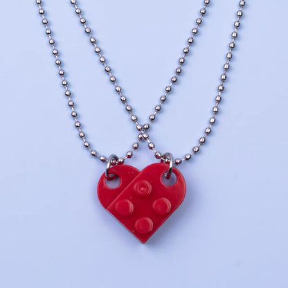 Brick Puzzle Matching Heart Necklaces