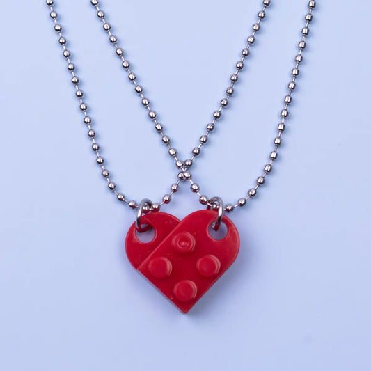 Brick Puzzle Matching Heart Necklaces