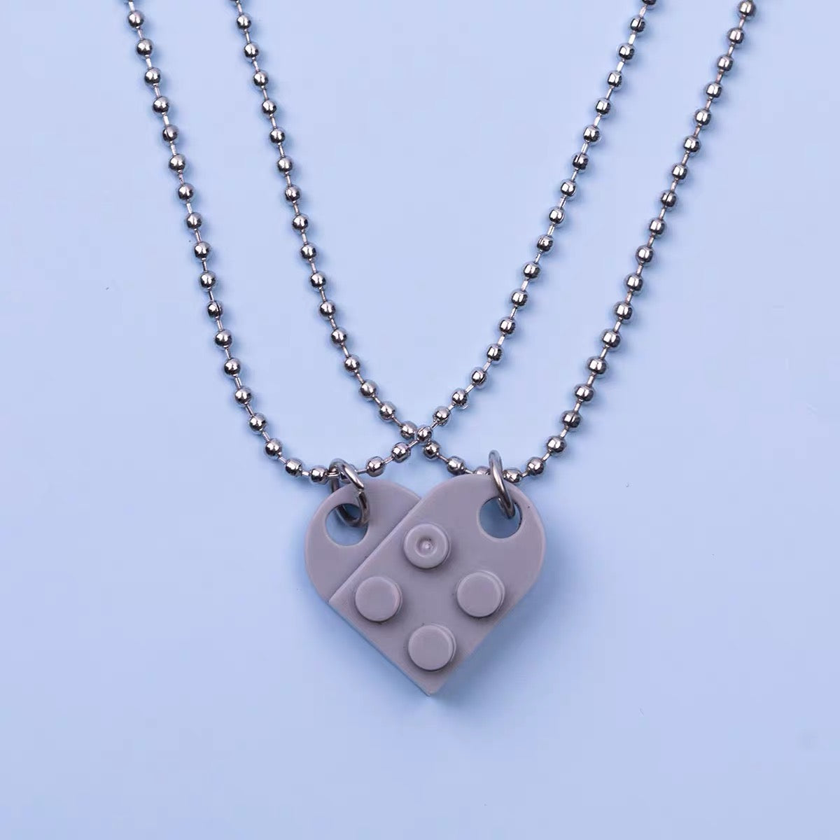 Grey Puzzle Heart Necklace