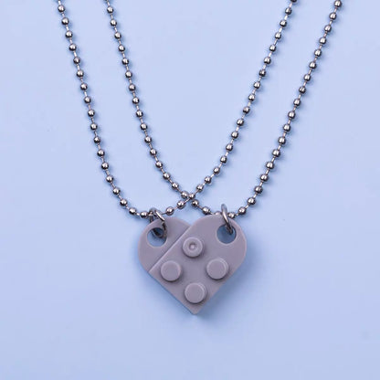 Grey Puzzle Heart Necklace