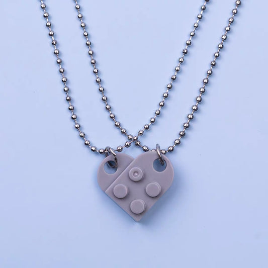 Grey Puzzle Heart Necklace
